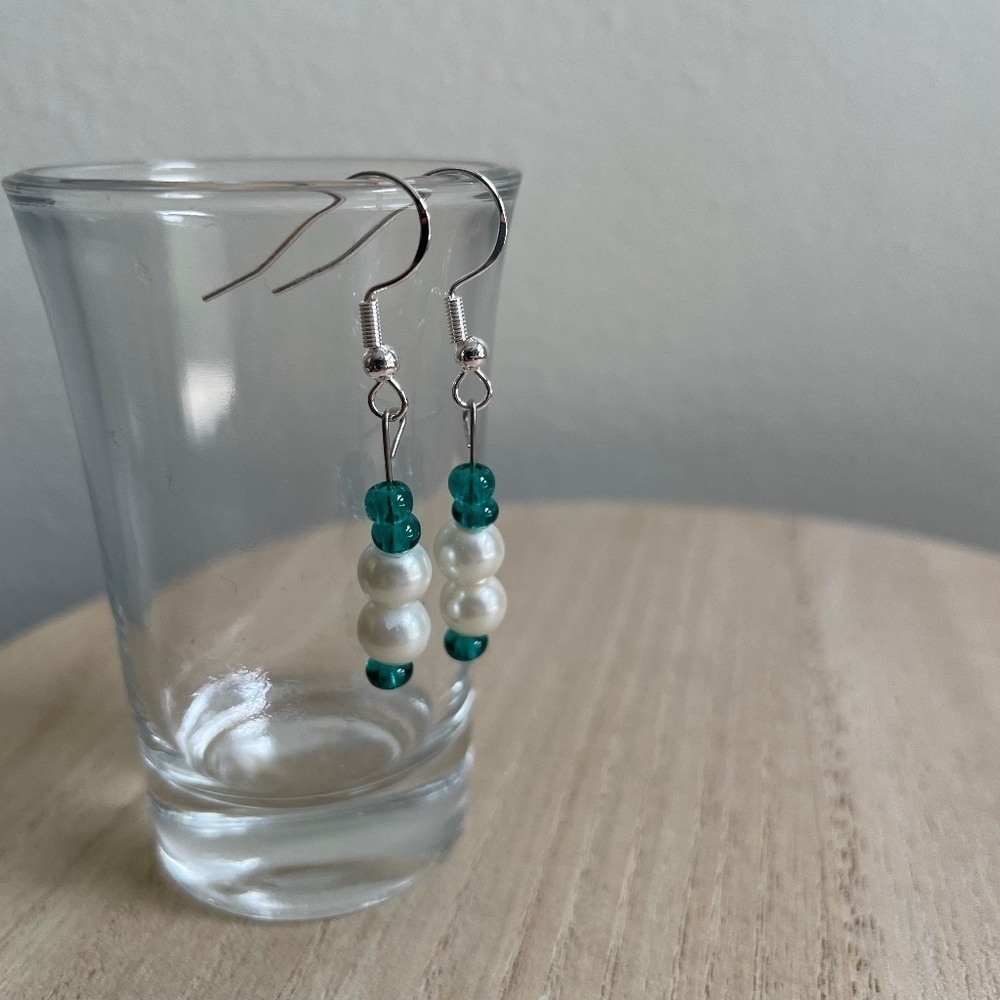 White Turquoise Beaded Earrings